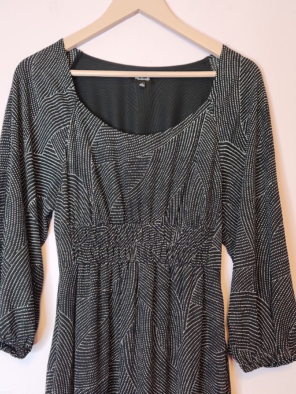 MADEWELL Geo Dot Print Balloon Sleeve Georgette Midi Dress, size S - Picture 6 of 16